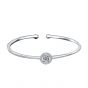 Fashion New Handmade Round Dancing CZ Solid 925 Sterling Silver Open Bangle
